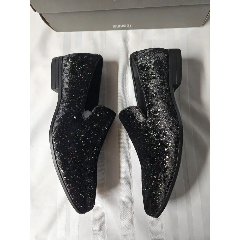Stacy Adams Men's Stellar Glitter Slip On Loafer, Black, 7.5‎